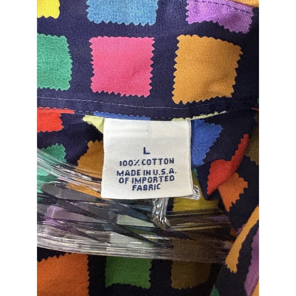 Maus & Hoffman Shirt Men’s Large Multicolored Check Casual Fun Eccentric USA - Picture 4 of 8